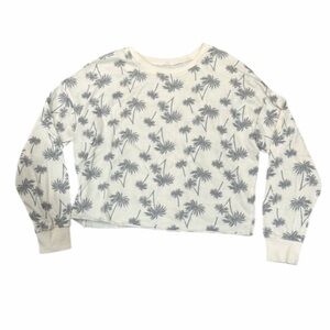 Women’s Long Sleeve Pullover Sweater Shirt Palm Tree Cropped Crop Shirt XL